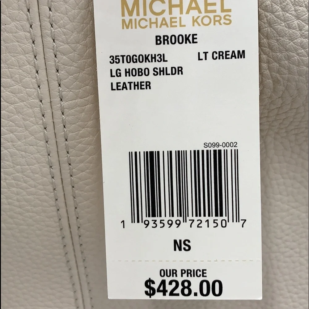 MICHAEL KORS BROOKE LARGE HOBO SHLDR LEATHER LIGHT CREAM COLOR - Picture 16 of 16